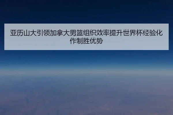 亚历山大引领加拿大男篮组织效率提升世界杯经验化作制胜优势